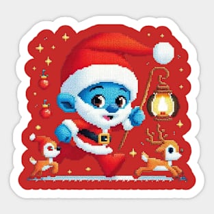 Christmas Santa with Lamp iii Sticker